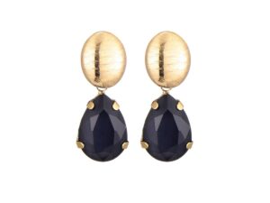 Oorbellen druppel glaskristal zwart