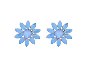 Oorbellen bloem klein glaskristal blauw