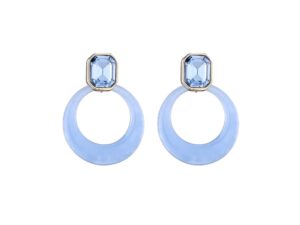 Oorbellen rond resin glaskristal blauw