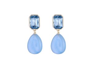 Oorbellen glaskristal druppel blauw